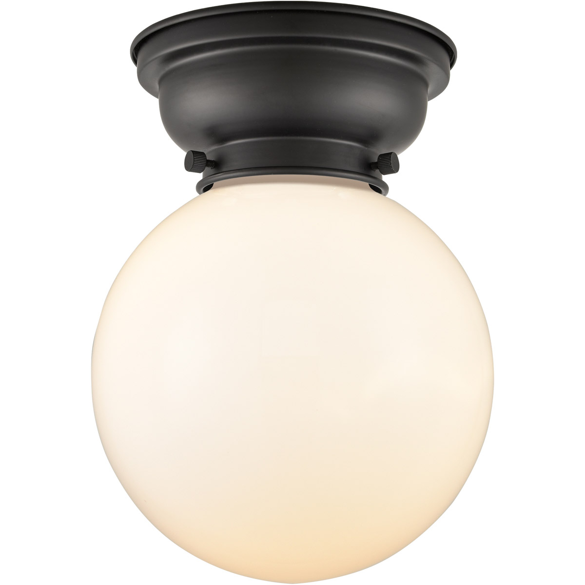 Innovations Lighting 623-1F-BK-G201-8-LED Aditi Large Beacon LED 8 inch Matte Black Flush Mount Ceiling Light in Matte White Glass, Aditi