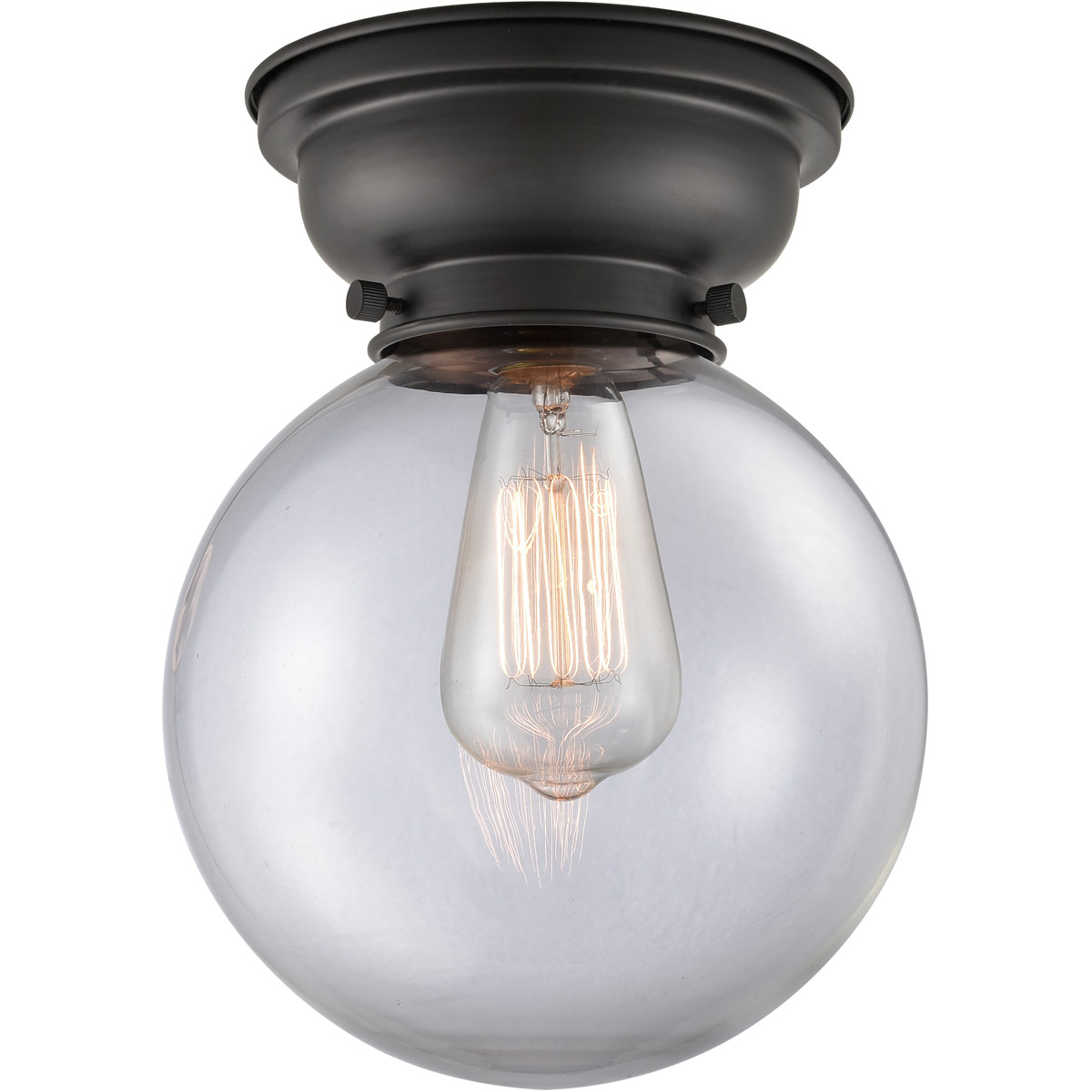 Innovations Lighting 623-1F-BK-G202-8 Aditi Large Beacon 1 Light 8 inch Matte Black Flush Mount Ceiling Light in Clear Glass, Aditi
