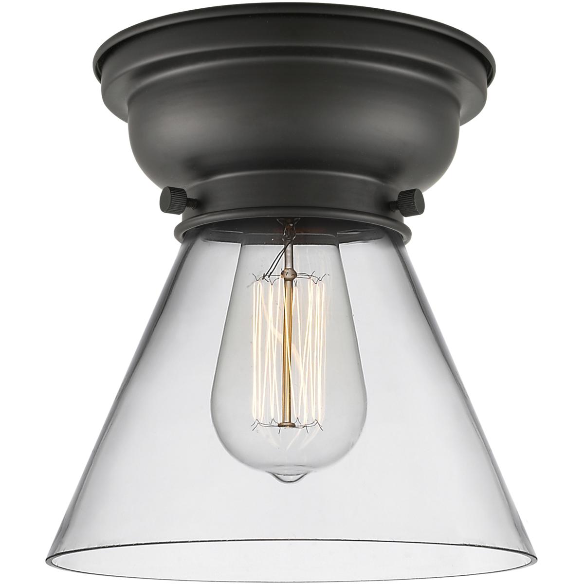 Innovations Lighting 623-1F-BK-G42 Aditi Large Cone 1 Light 8 inch Matte Black Flush Mount Ceiling Light in Clear Glass, Aditi