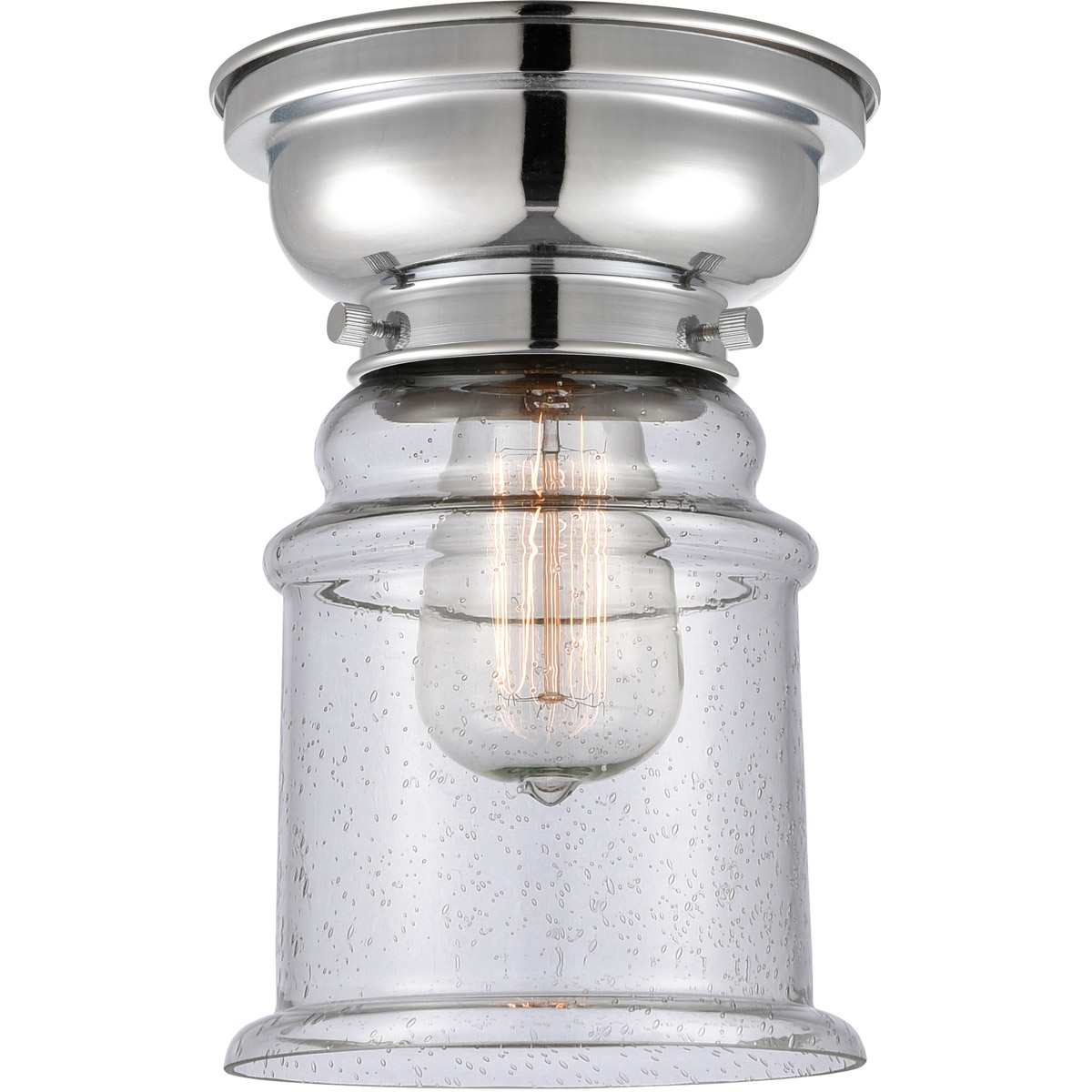 Innovations Lighting 623-1F-PC-G184S-LED Aditi Small Canton LED 6.25 inch Polished Chrome Flush Mount Ceiling Light in Seedy Glass, Aditi