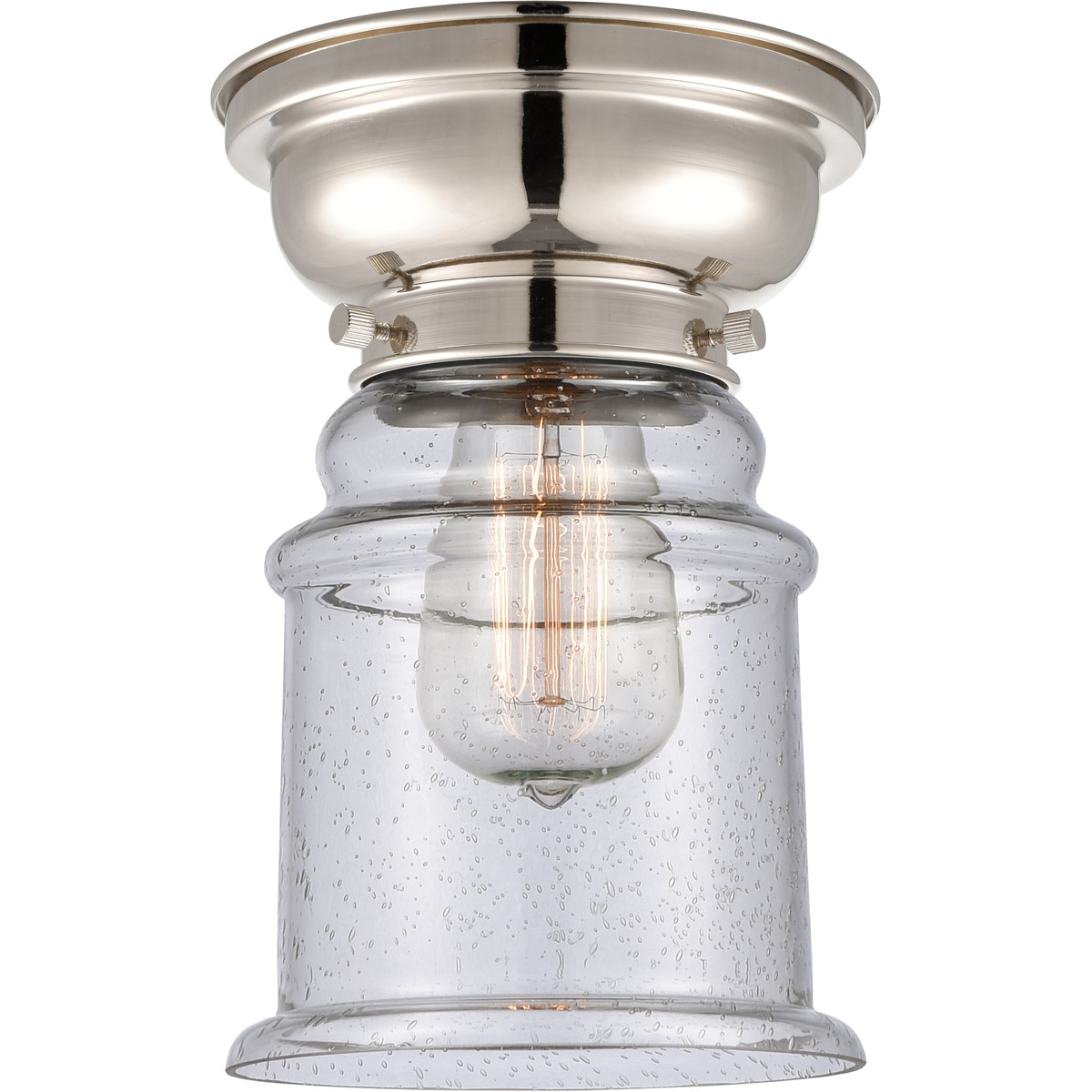 Innovations Lighting 623-1F-PN-G184S Aditi Small Canton 1 Light 6 inch Polished Nickel Flush Mount Ceiling Light in Seedy Glass, Aditi