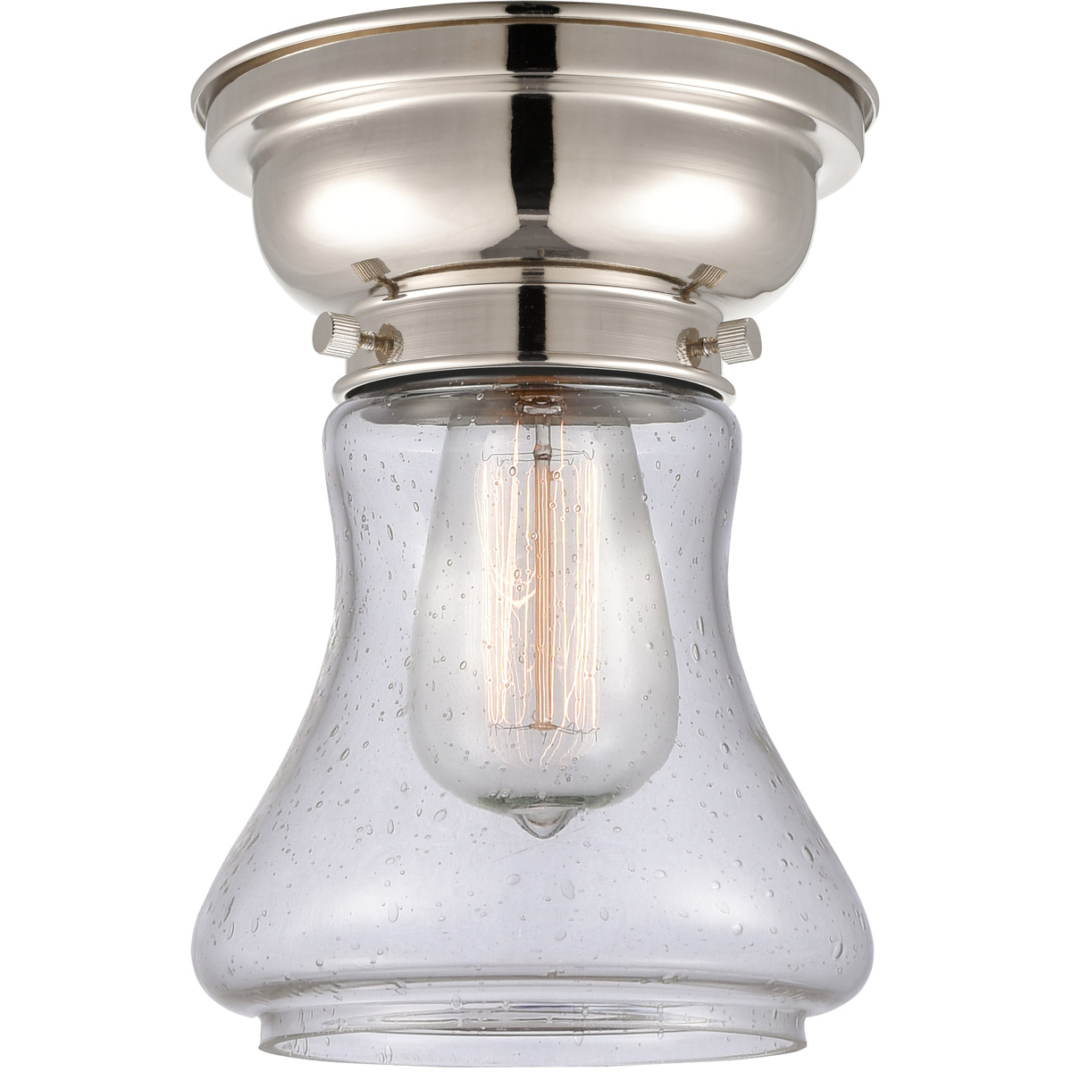 Innovations Lighting 623-1F-PN-G194-LED Aditi Bellmont LED 6 inch Polished Nickel Flush Mount Ceiling Light in Seedy Glass, Aditi