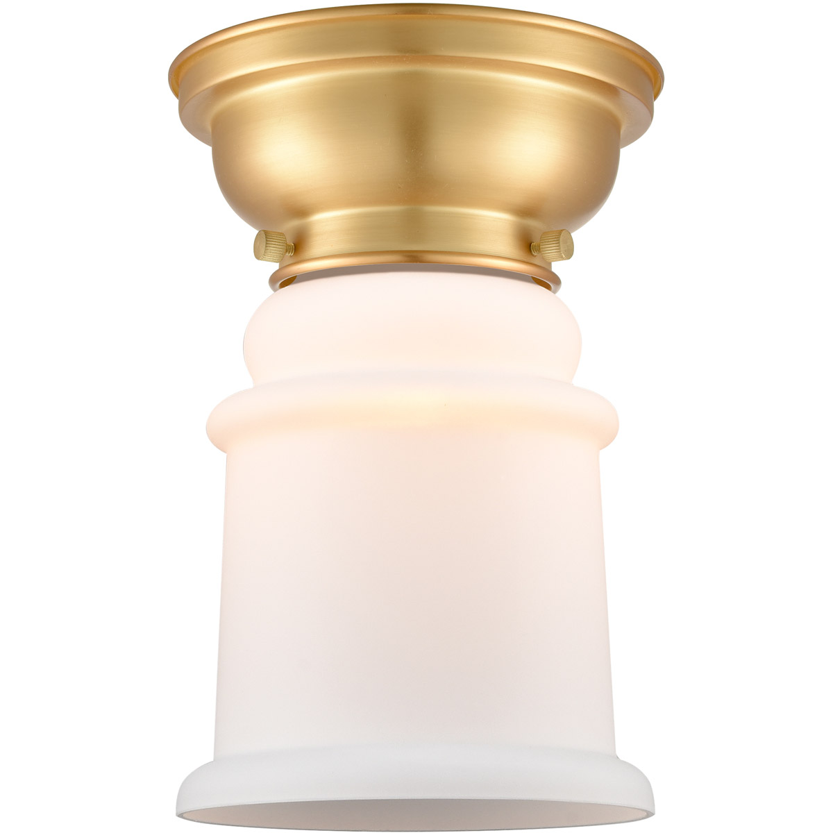 Innovations Lighting 623-1F-SG-G181-LED Aditi Canton LED 6 inch Satin Gold Flush Mount Ceiling Light in Matte White Glass, Aditi