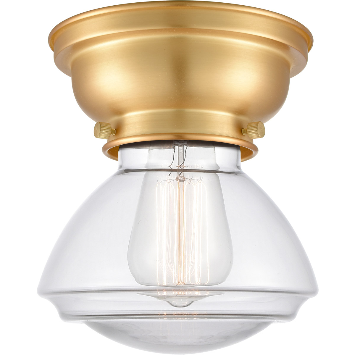 Innovations Lighting 623-1F-SG-G322 Aditi Olean 1 Light 7 inch Satin Gold Flush Mount Ceiling Light in Clear Glass, Aditi