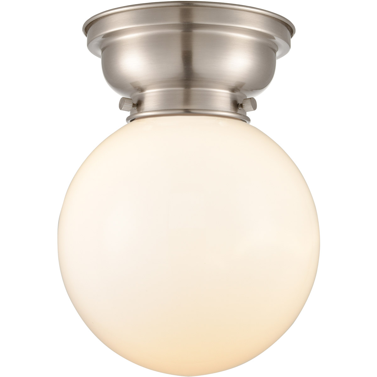 Innovations Lighting 623-1F-SN-G201-8 Aditi Large Beacon 1 Light 8 inch Brushed Satin Nickel Flush Mount Ceiling Light in Matte White Glass, Aditi