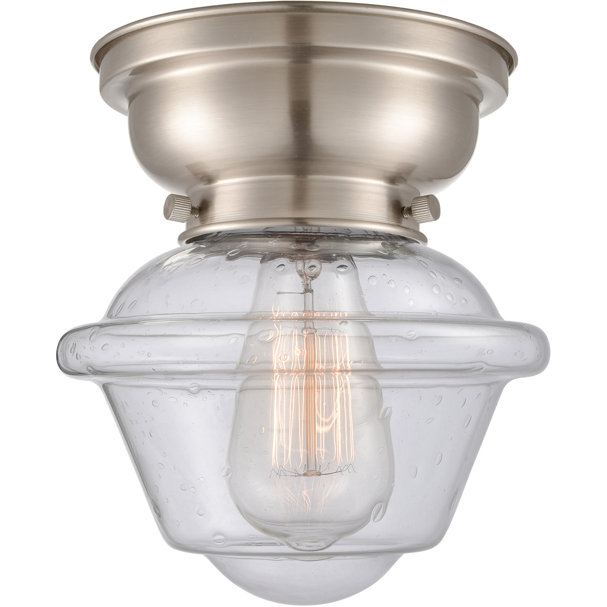 Innovations Lighting 623-1F-SN-G534 Aditi Small Oxford 1 Light 8 inch Brushed Satin Nickel Flush Mount Ceiling Light in Seedy Glass, Aditi