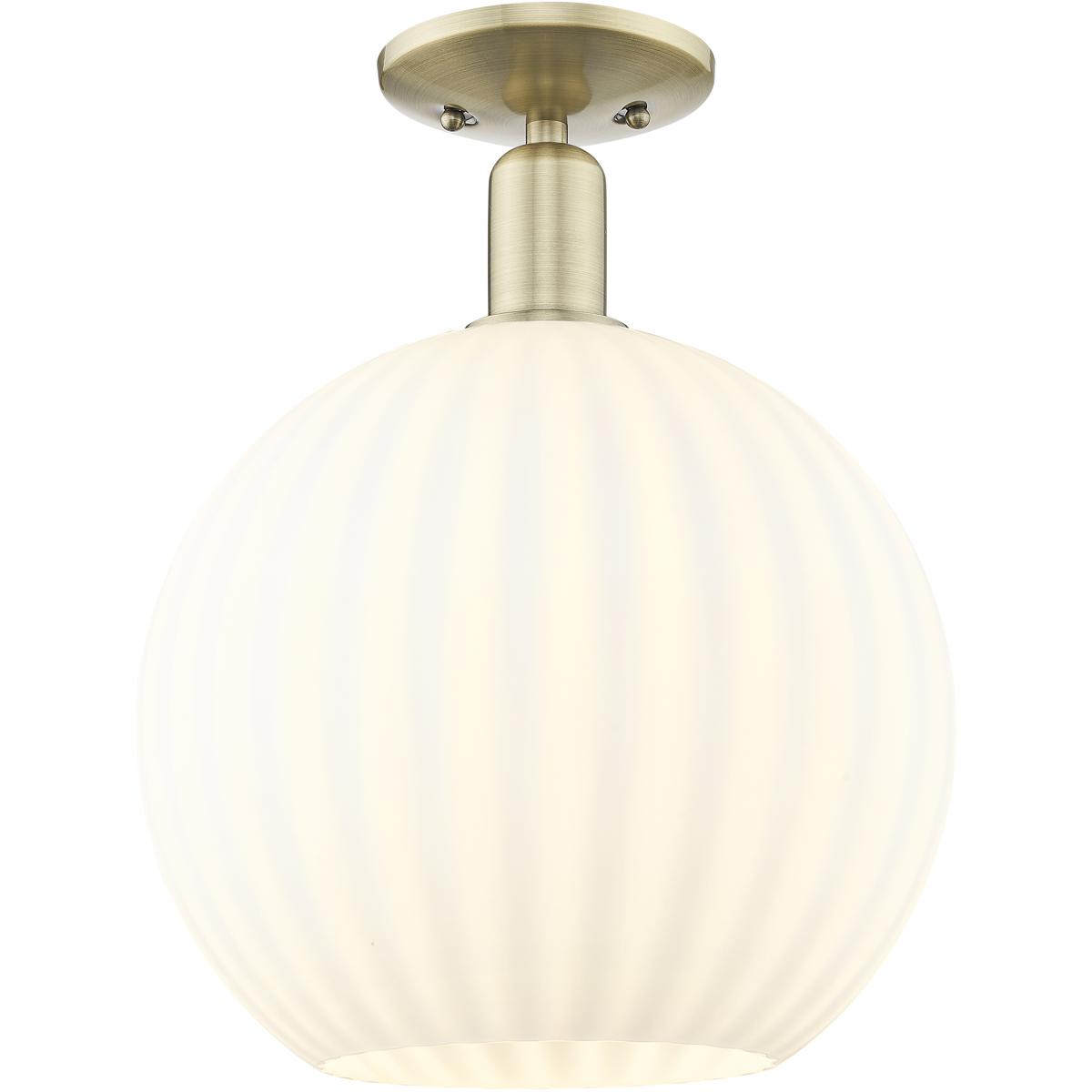 Innovations Lighting 716-1C-AB-G1217-12WV Arcadia White Venetian 1 Light 12 inch Antique Brass Semi-Flush Mount Ceiling Light
