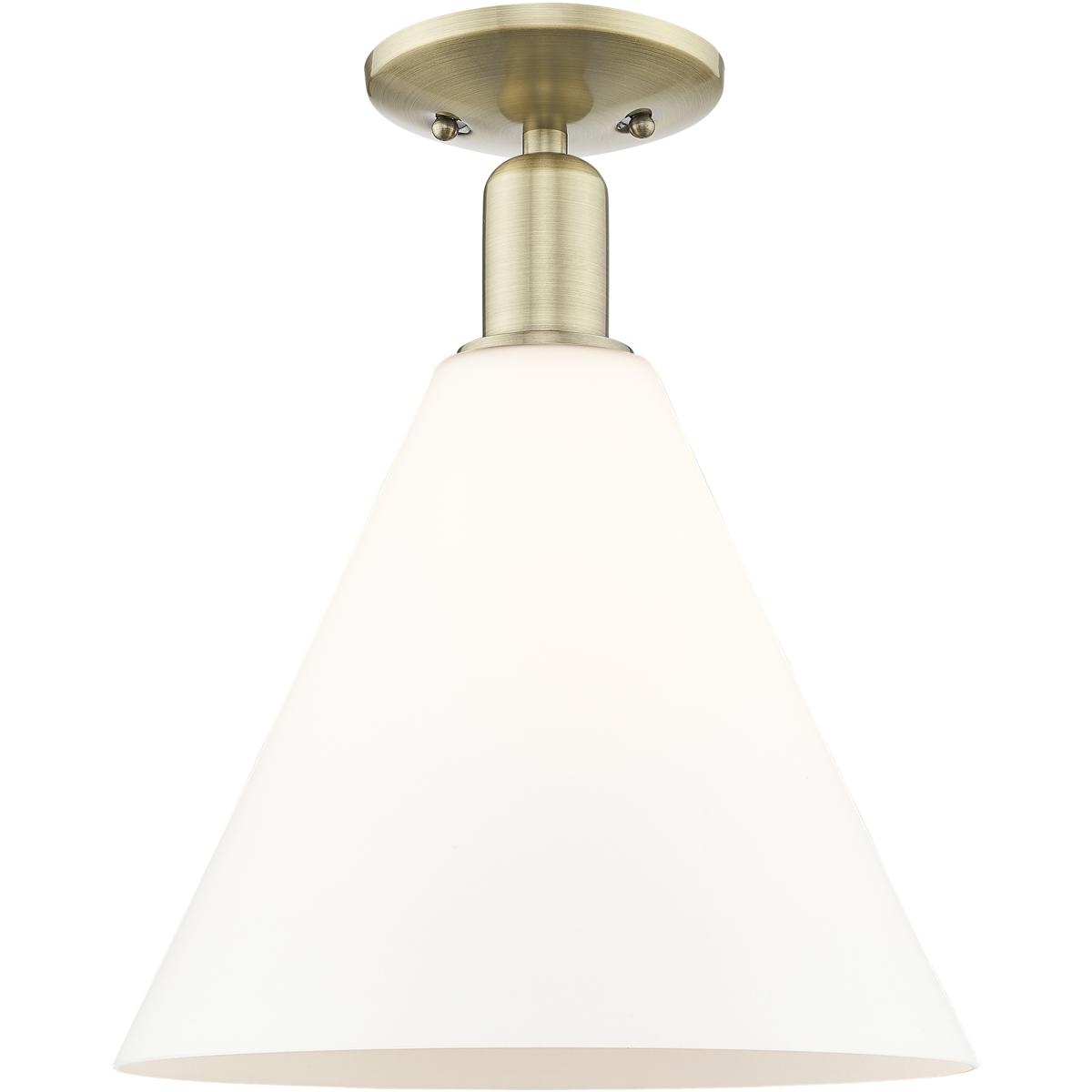 Innovations Lighting 716-1C-AB-GBC-121 Arcadia Berkshire Glass 1 Light 12 inch Antique Brass Semi-Flush Mount Ceiling Light in Matte White