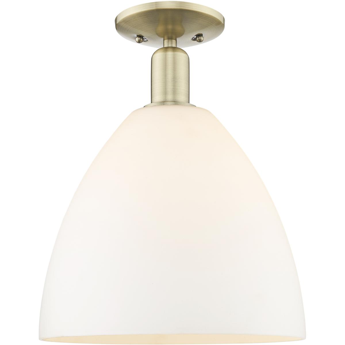 Innovations Lighting 716-1C-AB-GBD-121 Arcadia Bristol 1 Light 12 inch Antique Brass Semi-Flush Mount Ceiling Light in Matte White