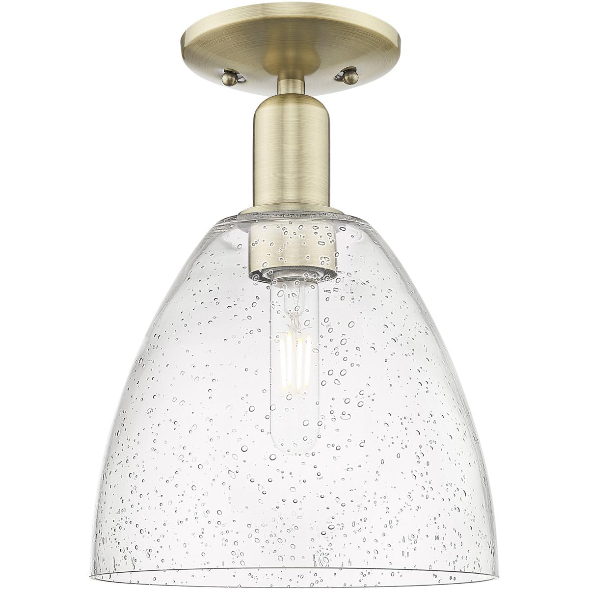 Innovations Lighting 716-1C-AB-GBD-94 Arcadia Bristol 1 Light 9 inch Antique Brass Semi-Flush Mount Ceiling Light in Seedy