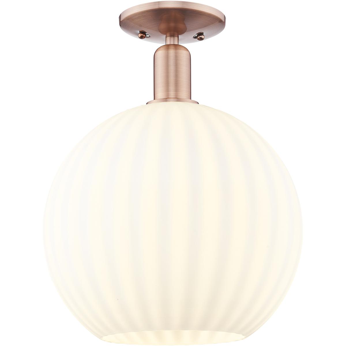 Innovations Lighting 716-1C-AC-G1217-12WV Arcadia White Venetian 1 Light 12 inch Antique Copper Semi-Flush Mount Ceiling Light