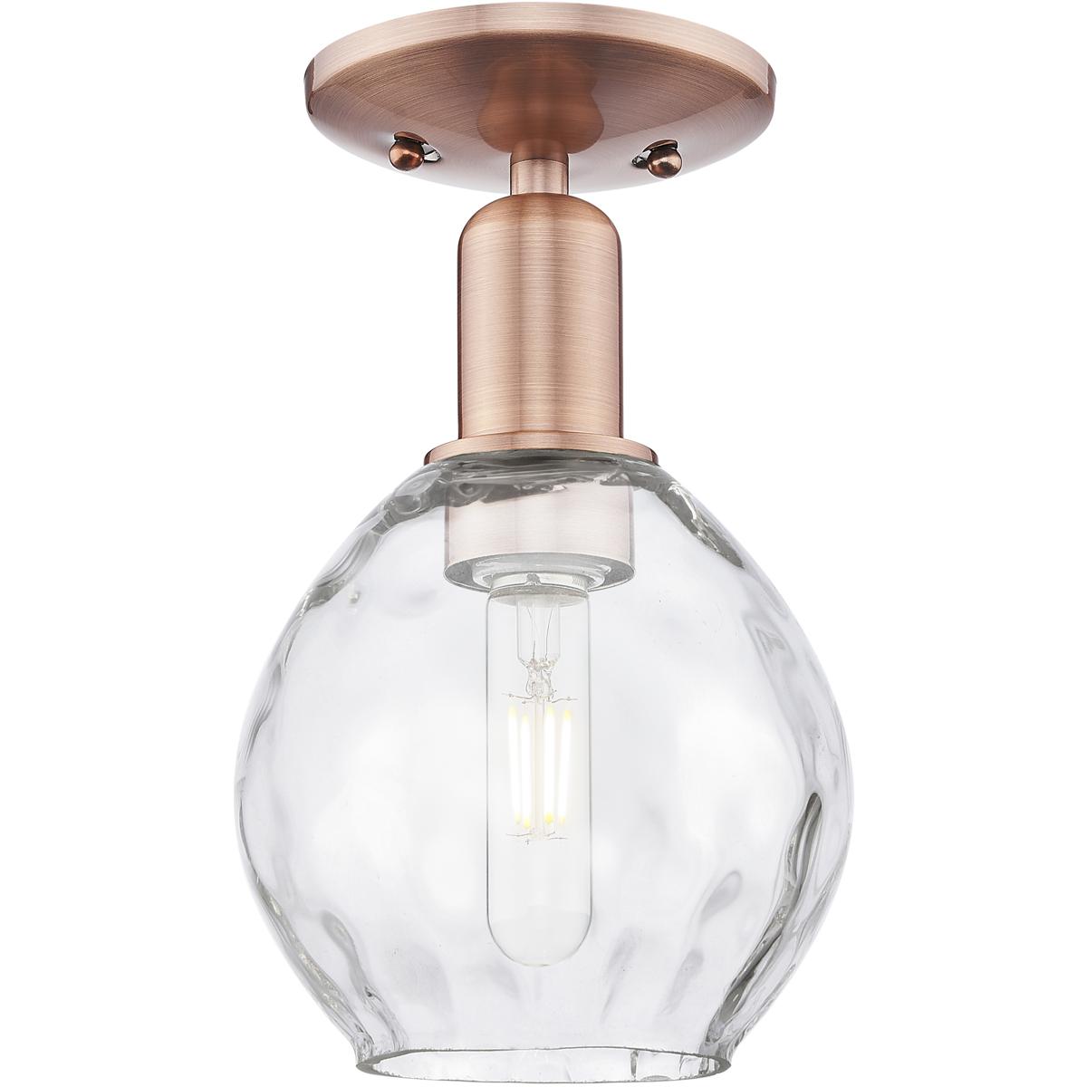 Innovations Lighting 716-1C-AC-G362 Arcadia Waverly 1 Light 6 inch Antique Copper Semi-Flush Mount Ceiling Light