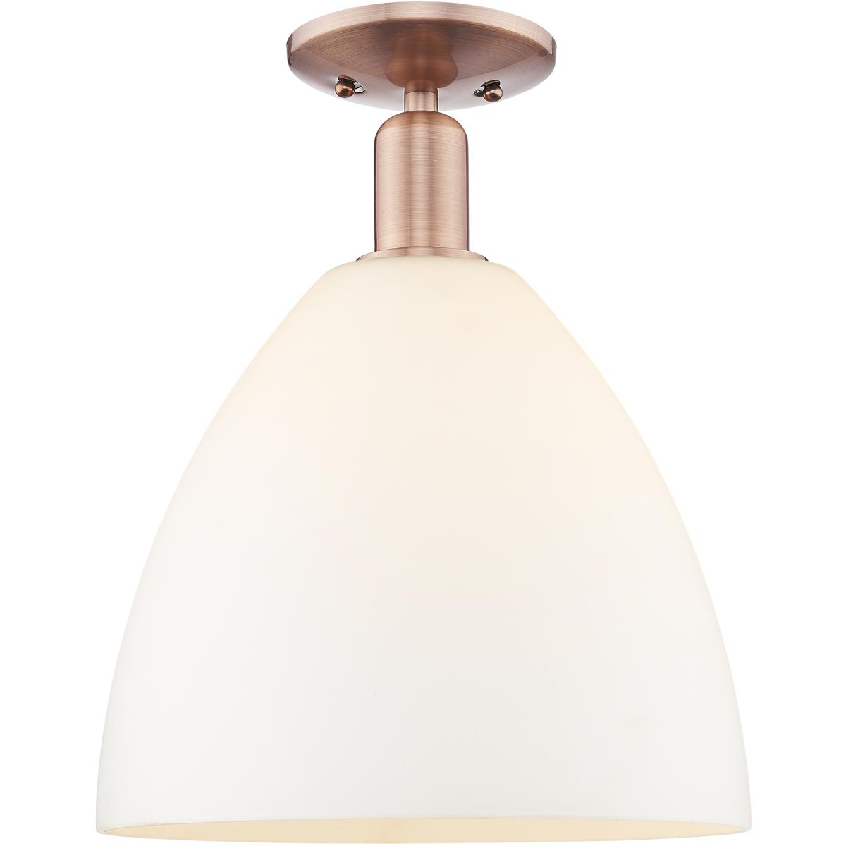 Innovations Lighting 716-1C-AC-GBD-121 Arcadia Bristol 1 Light 12 inch Antique Copper Semi-Flush Mount Ceiling Light in Matte White