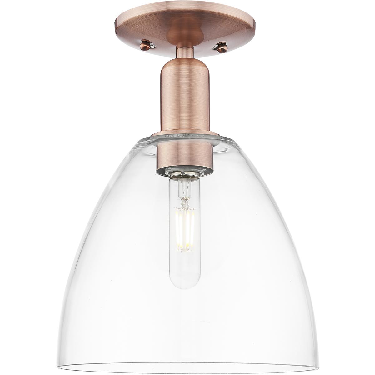 Innovations Lighting 716-1C-AC-GBD-92 Arcadia Bristol 1 Light 9 inch Antique Copper Semi-Flush Mount Ceiling Light in Clear