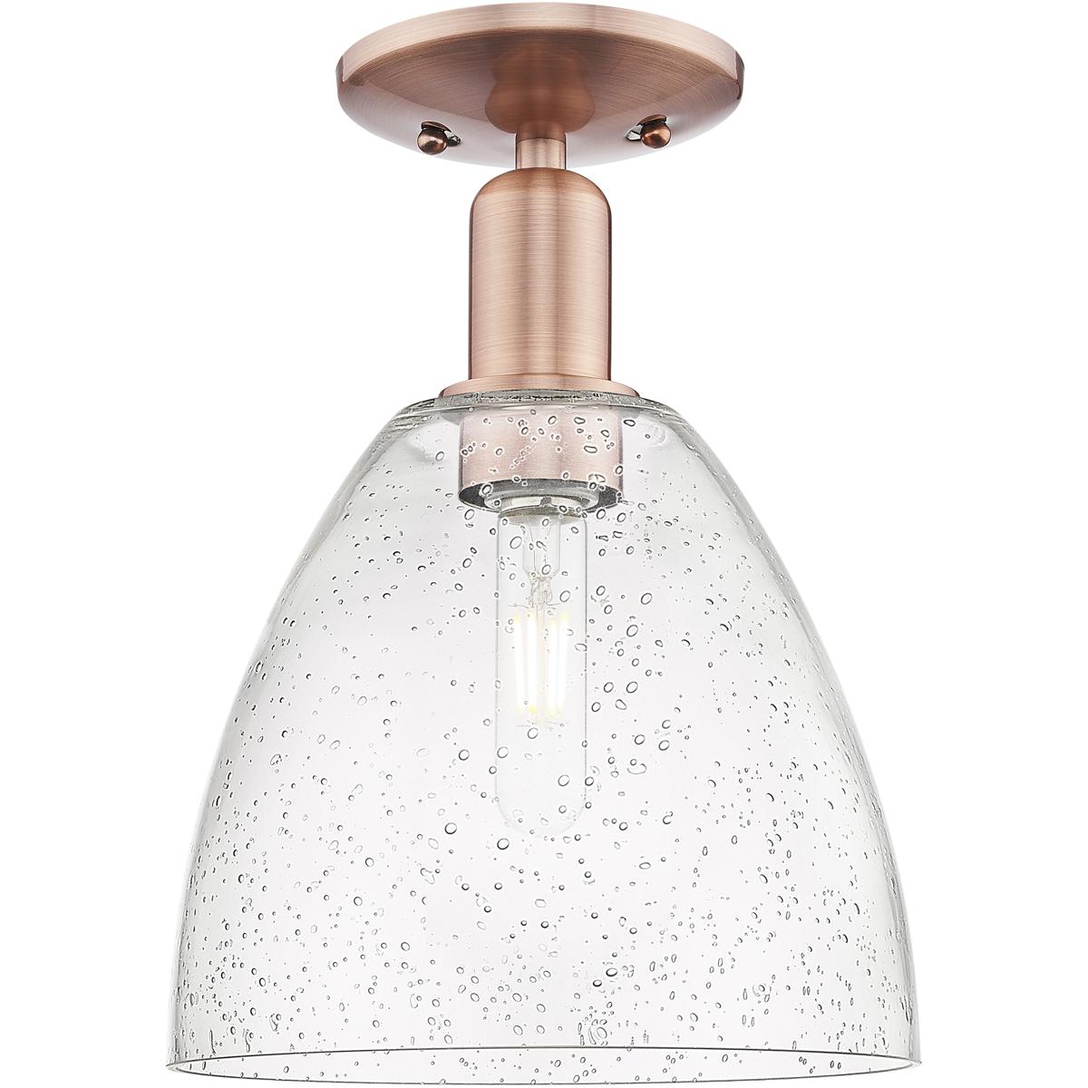 Innovations Lighting 716-1C-AC-GBD-94 Arcadia Bristol 1 Light 9 inch Antique Copper Semi-Flush Mount Ceiling Light in Seedy