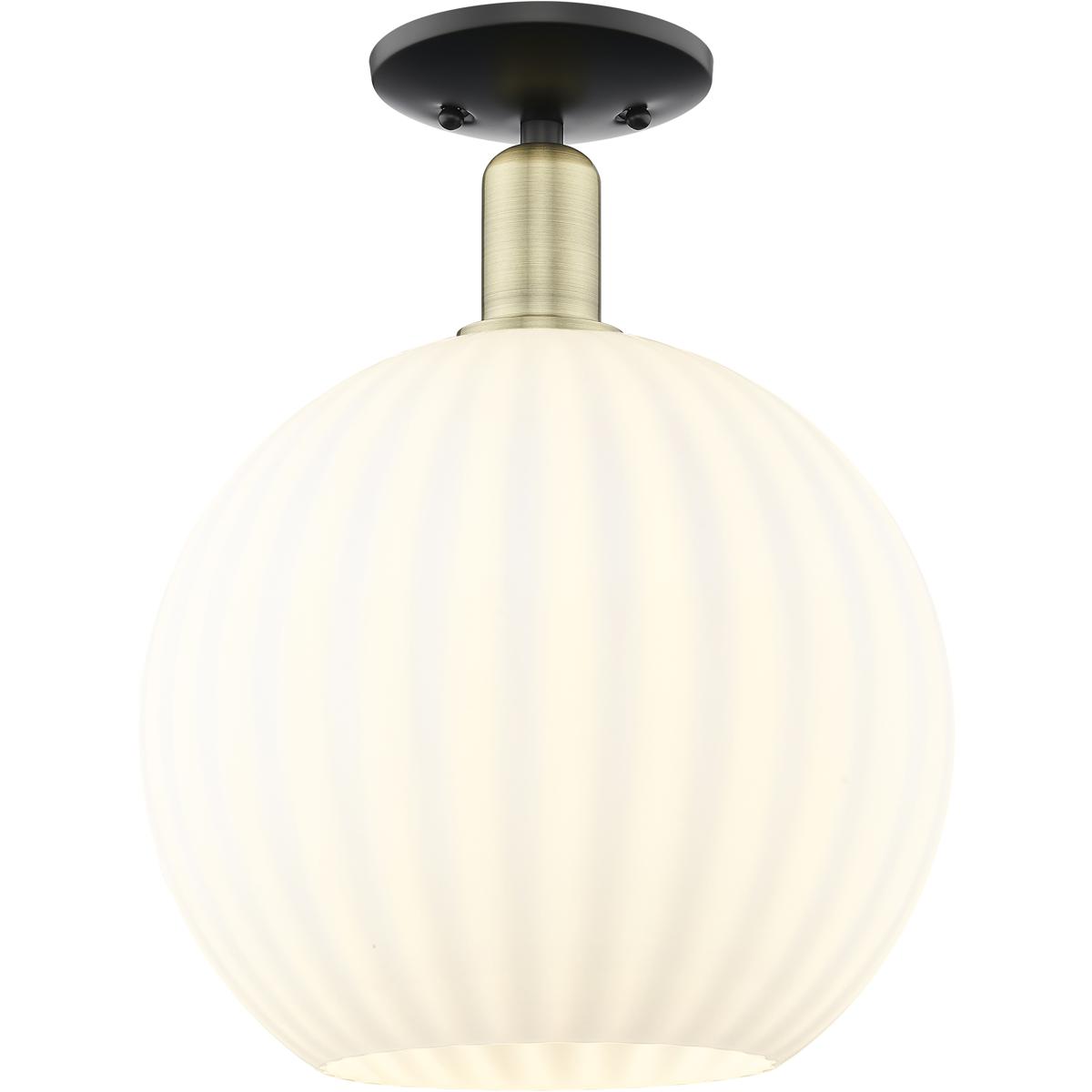 Innovations Lighting 716-1C-BAB-G1217-12WV Arcadia White Venetian 1 Light 12 inch Black Antique Brass Semi-Flush Mount Ceiling Light