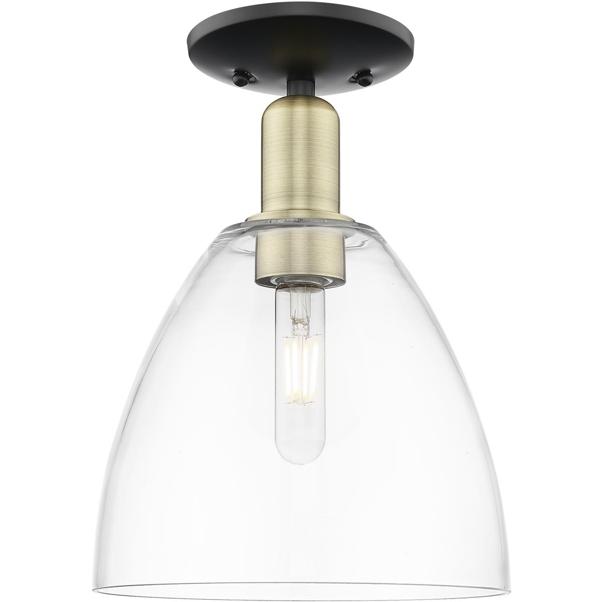 Innovations Lighting 716-1C-BAB-GBD-92 Arcadia Bristol 1 Light 9 inch Black Antique Brass Semi-Flush Mount Ceiling Light in Clear