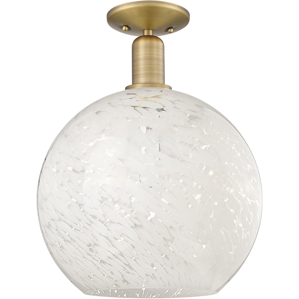 Innovations Lighting 716-1C-BB-G1216-12WM Arcadia White Mouchette 1 Light 12 inch Brushed Brass Semi-Flush Mount Ceiling Light