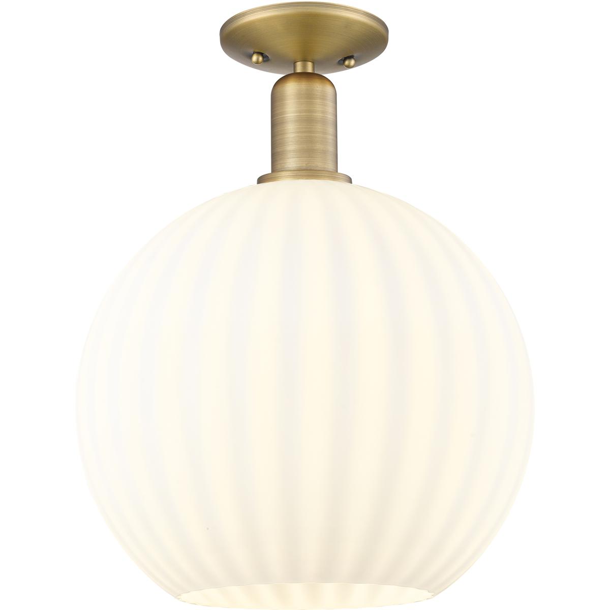 Innovations Lighting 716-1C-BB-G1217-12WV Arcadia White Venetian 1 Light 12 inch Brushed Brass Semi-Flush Mount Ceiling Light