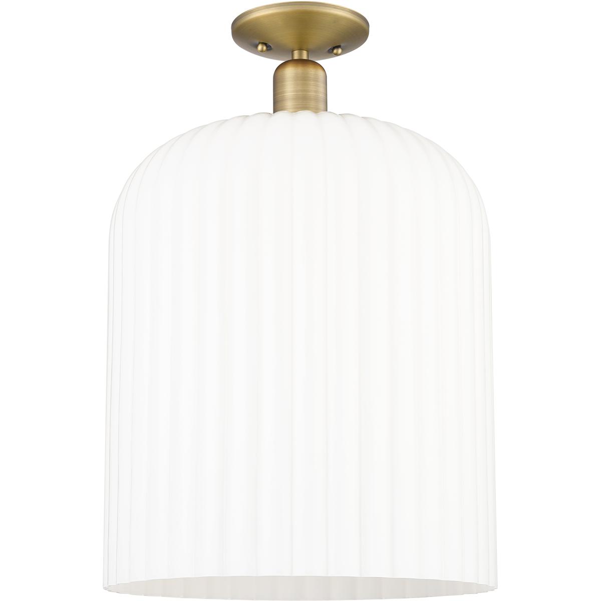 Innovations Lighting 716-1C-BB-G559-12GWH Bridal Veil 1 Light 12 inch Brushed Brass Semi-Flush Mount Ceiling Light in Gloss White Glass