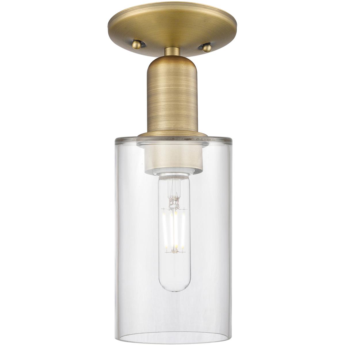 Innovations Lighting 716-1C-BB-G802 Arcadia Clymer 1 Light 4.88 inch Brushed Brass Semi-Flush Mount Ceiling Light in Clear