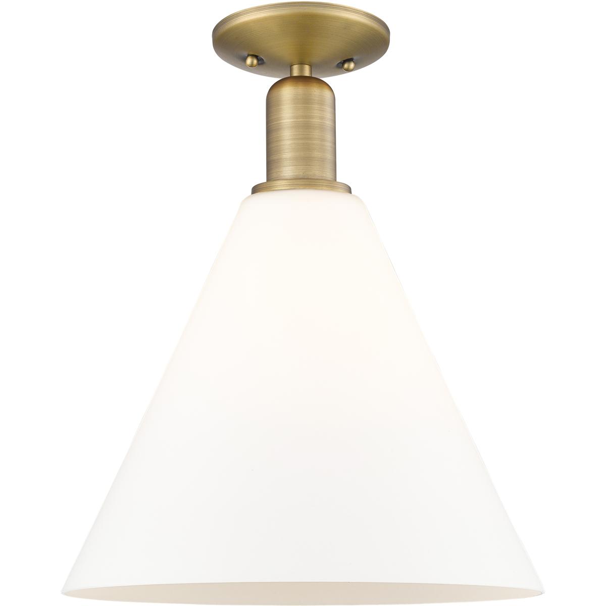 Innovations Lighting 716-1C-BB-GBC-121 Arcadia Berkshire Glass 1 Light 12 inch Brushed Brass Semi-Flush Mount Ceiling Light in Matte White