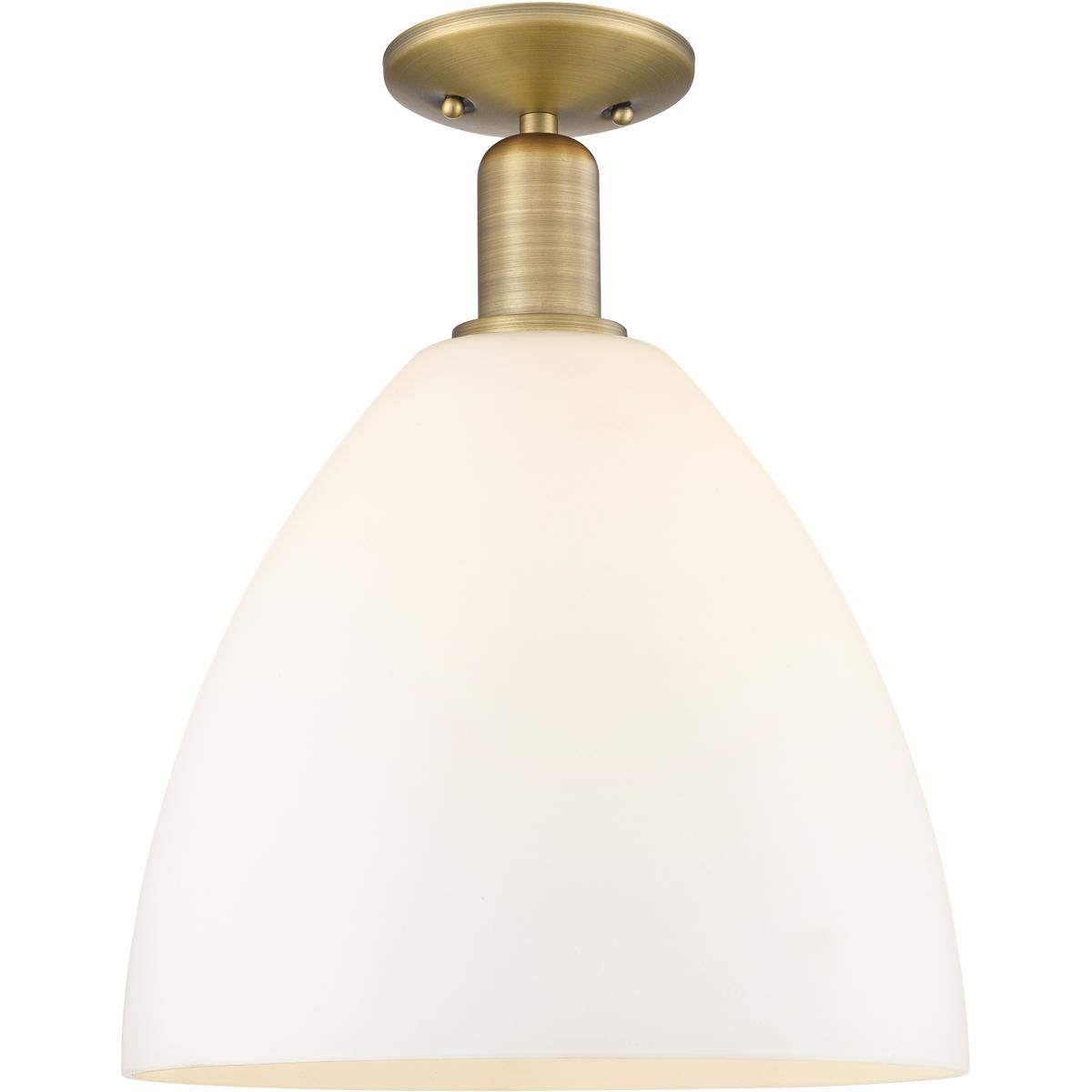 Innovations Lighting 716-1C-BB-GBD-121 Arcadia Bristol 1 Light 12 inch Brushed Brass Semi-Flush Mount Ceiling Light in Matte White