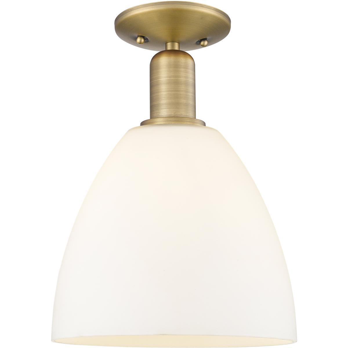 Innovations Lighting 716-1C-BB-GBD-91 Arcadia Bristol 1 Light 9 inch Brushed Brass Semi-Flush Mount Ceiling Light in Matte White