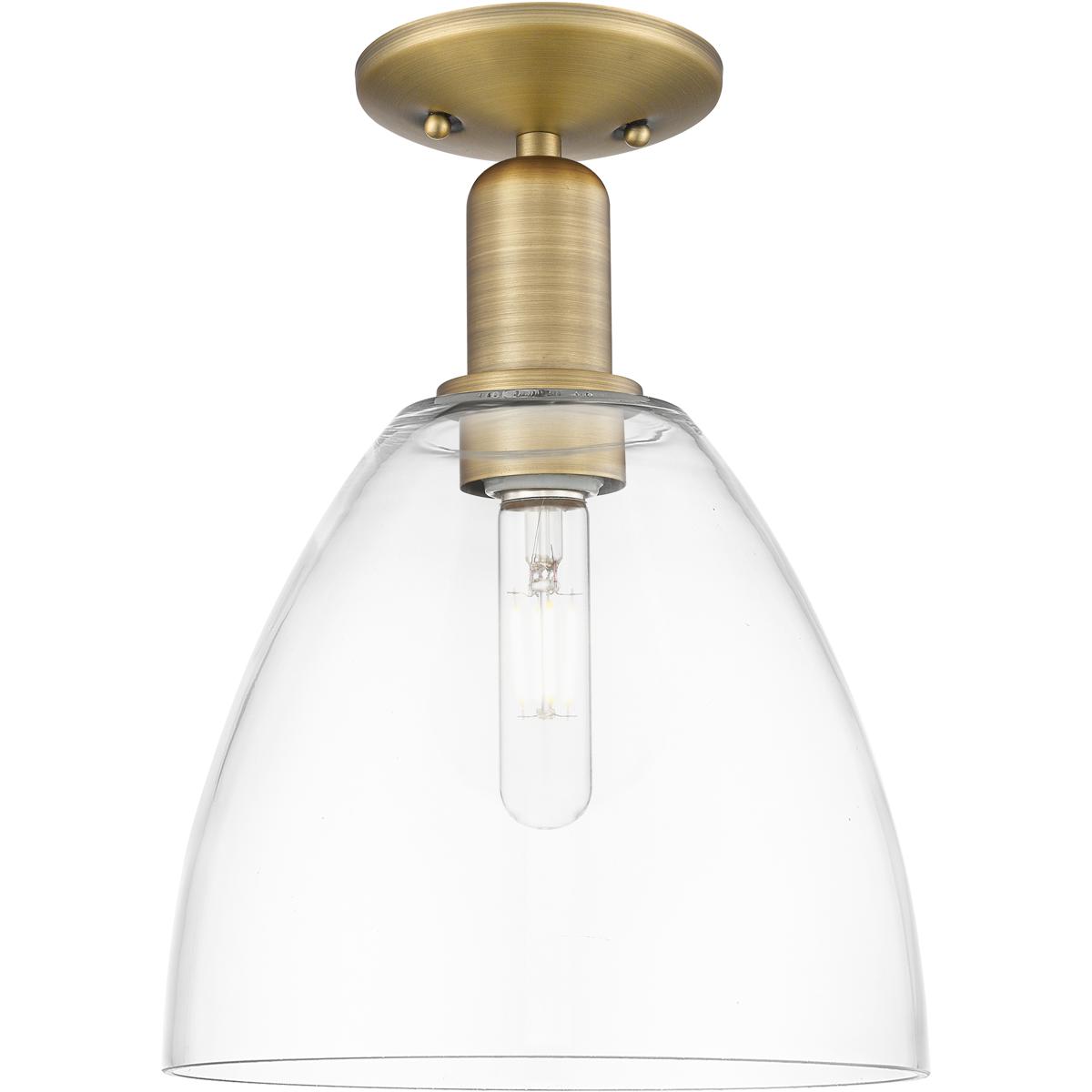 Innovations Lighting 716-1C-BB-GBD-92 Arcadia Bristol 1 Light 9 inch Brushed Brass Semi-Flush Mount Ceiling Light in Clear