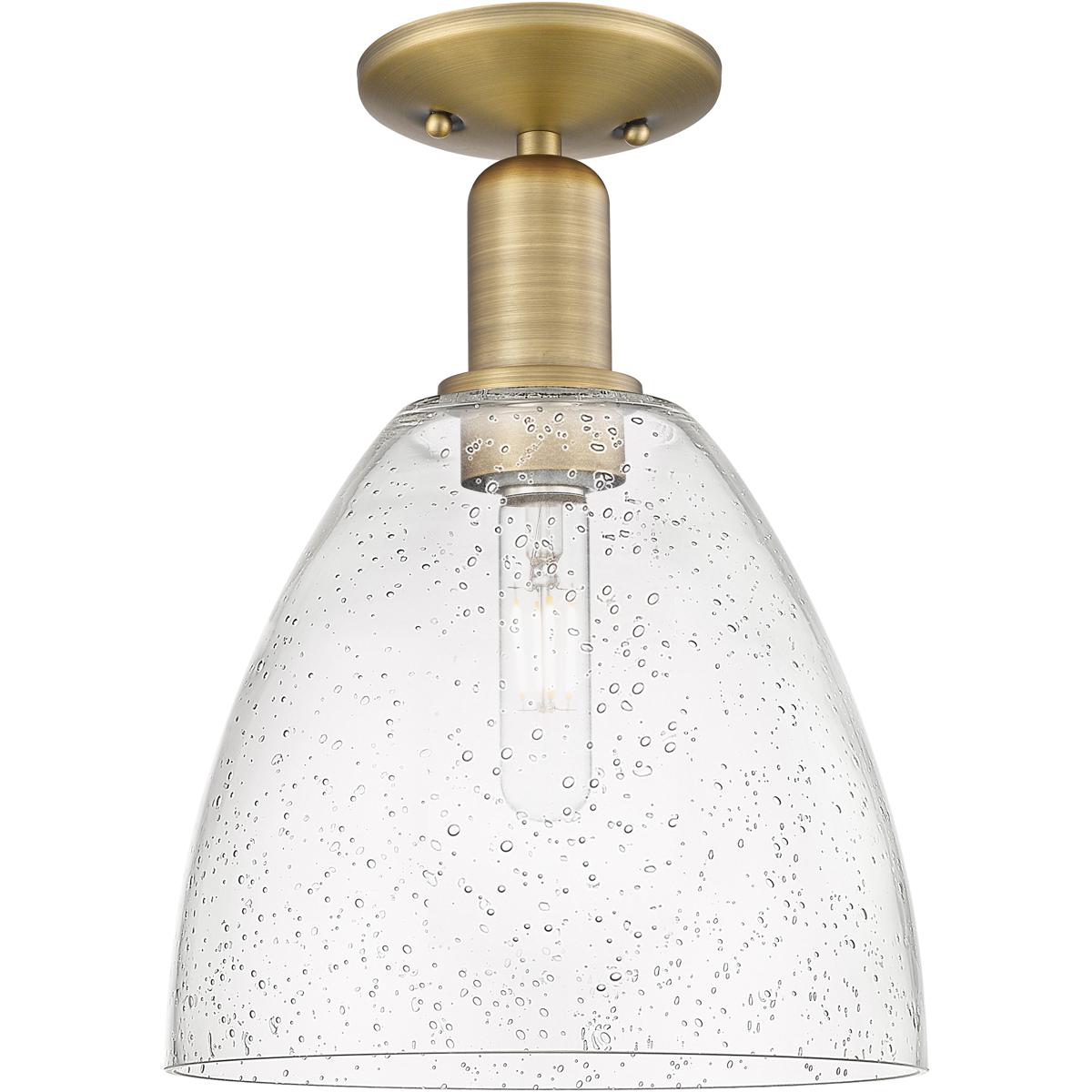 Innovations Lighting 716-1C-BB-GBD-94 Arcadia Bristol 1 Light 9 inch Brushed Brass Semi-Flush Mount Ceiling Light in Seedy