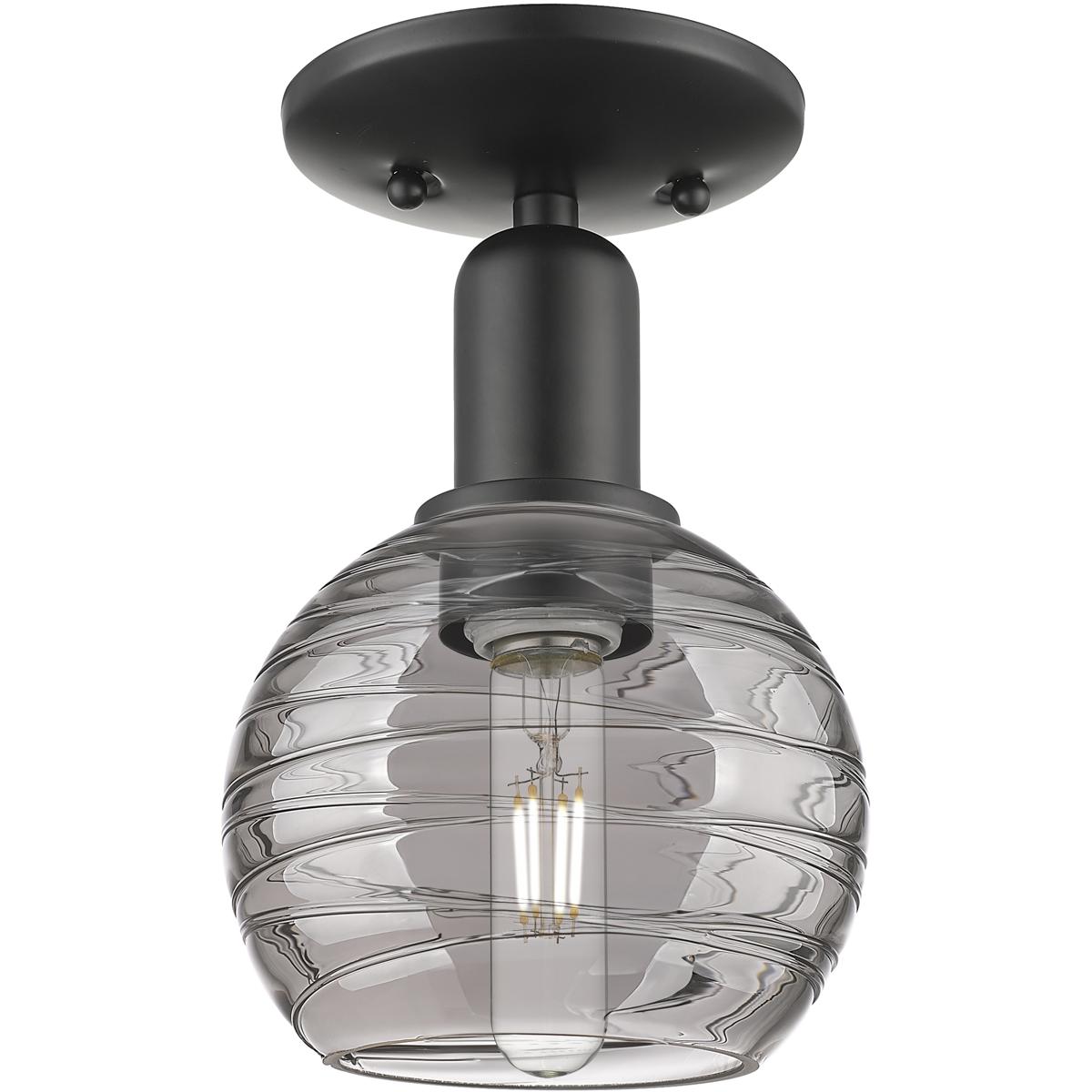 Innovations Lighting 716-1C-BK-G1213-6SM Athens Deco Swirl 1 Light 5.88 inch Matte Black Semi-Flush Mount Ceiling Light