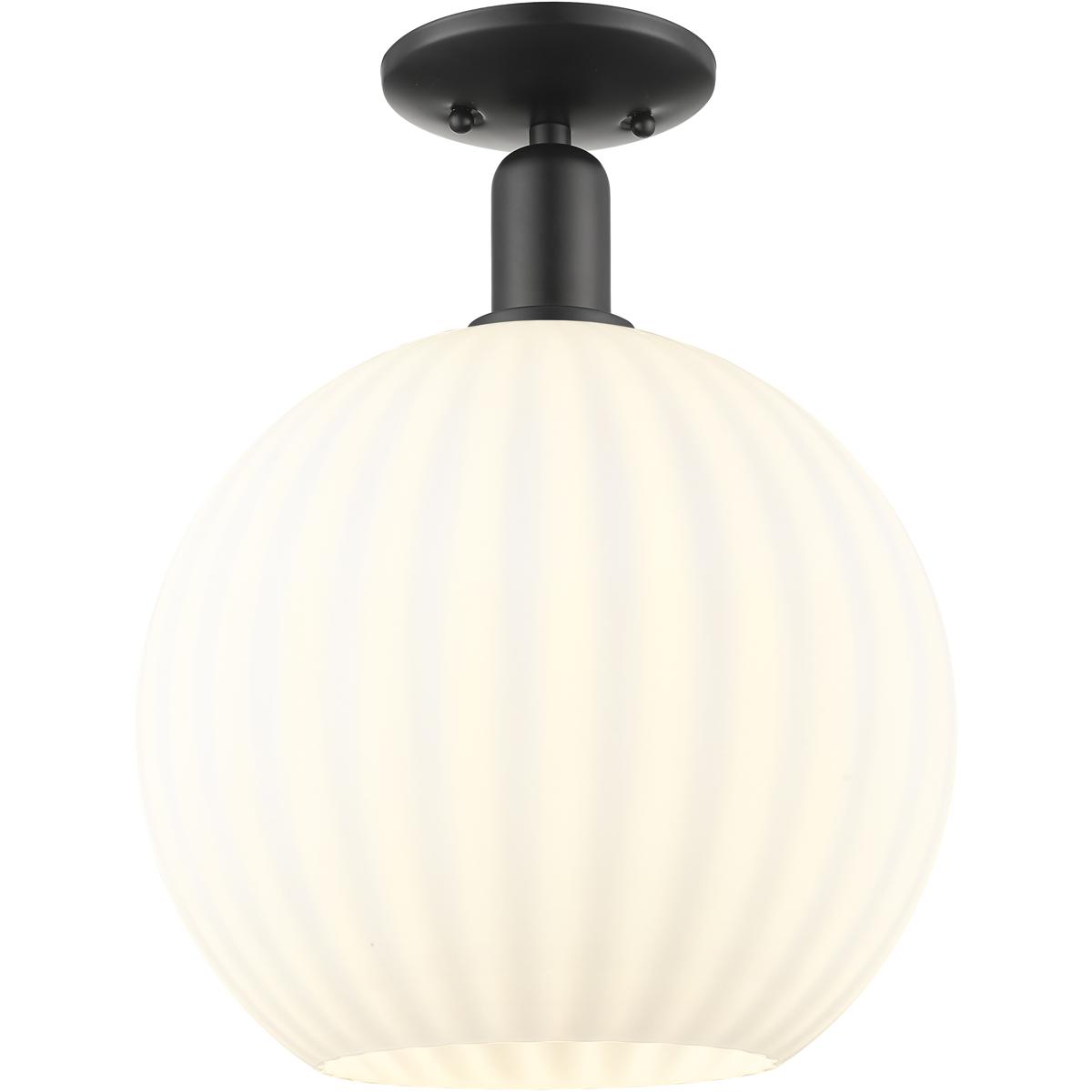 Innovations Lighting 716-1C-BK-G1217-12WV Arcadia White Venetian 1 Light 12 inch Matte Black Semi-Flush Mount Ceiling Light