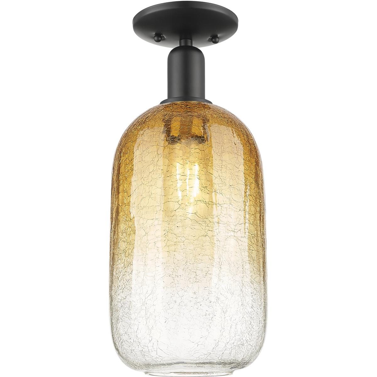 Innovations Lighting 716-1C-BK-G482-7AM Brookhaven Cloche 1 Light 7 inch Matte Black Semi-Flush Mount Ceiling Light in Amber Glass