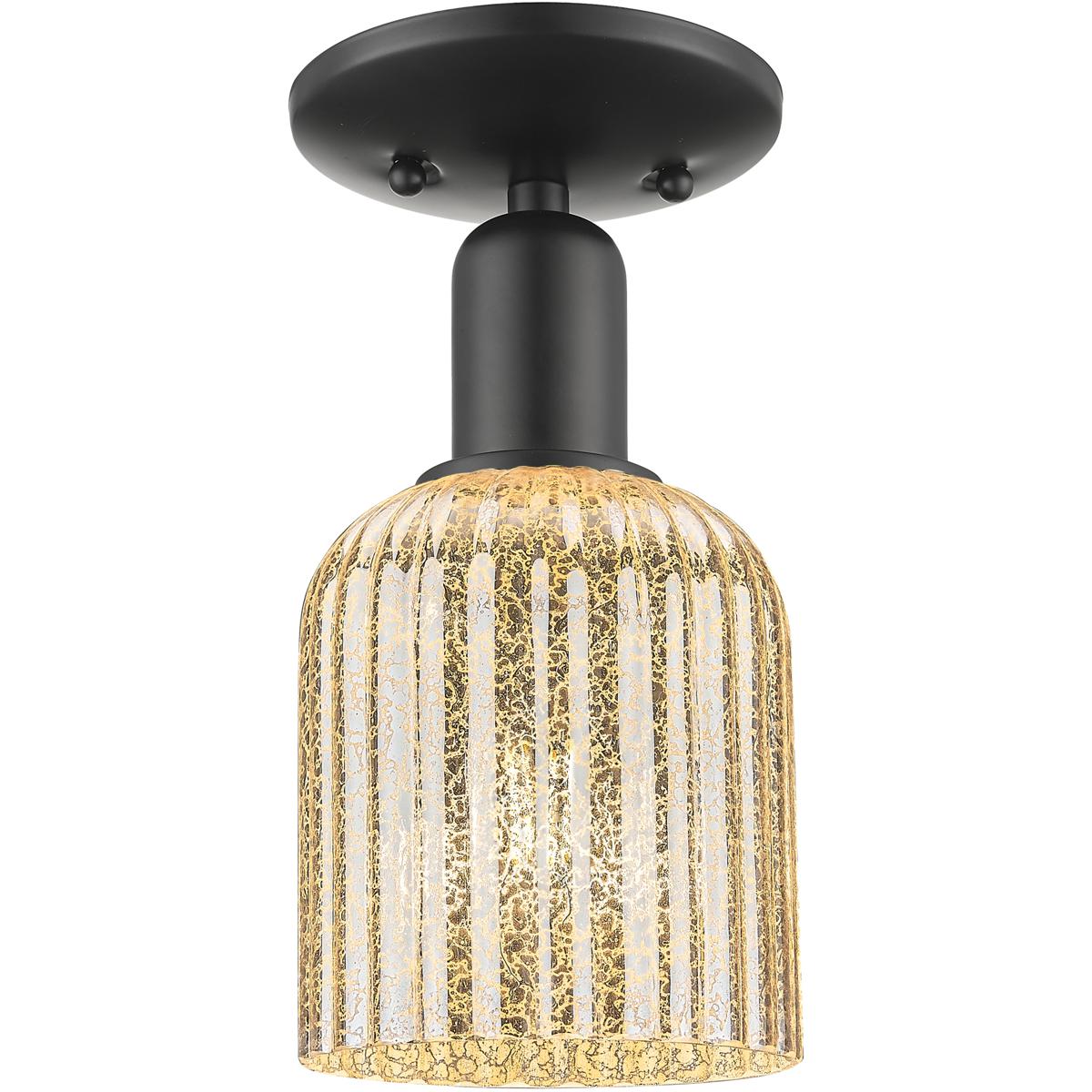 Innovations Lighting 716-1C-BK-G559-5ME Bridal Veil 1 Light 5 inch Matte Black Semi-Flush Mount Ceiling Light in Mercury Glass
