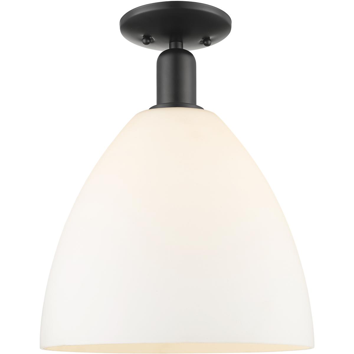 Innovations Lighting 716-1C-BK-GBD-121 Arcadia Bristol 1 Light 12 inch Matte Black Semi-Flush Mount Ceiling Light in Matte White