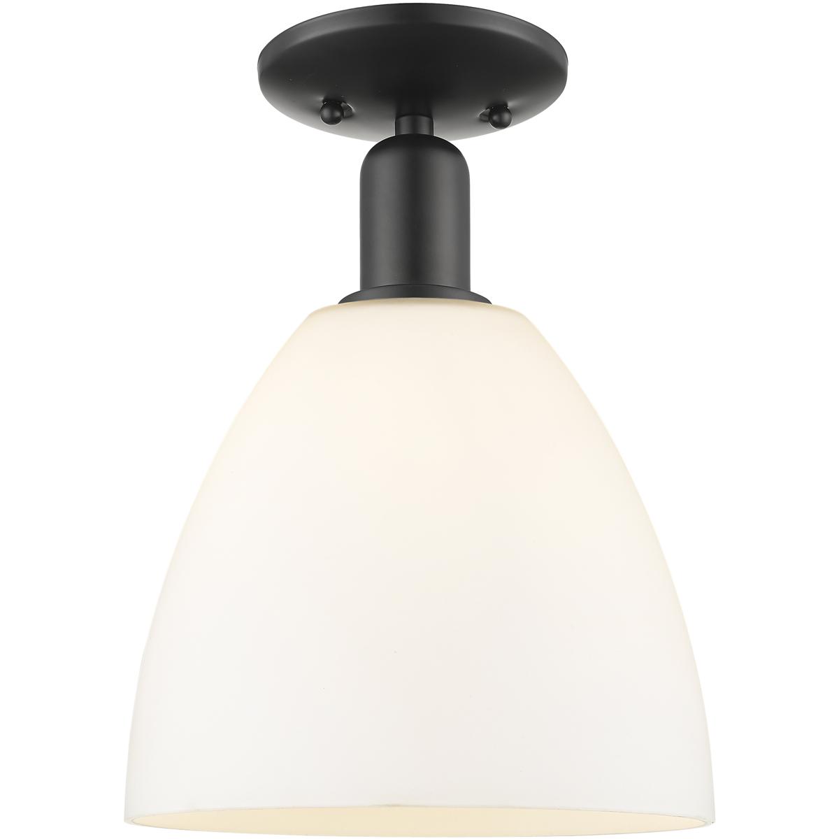 Innovations Lighting 716-1C-BK-GBD-91 Arcadia Bristol 1 Light 9 inch Matte Black Semi-Flush Mount Ceiling Light in Matte White