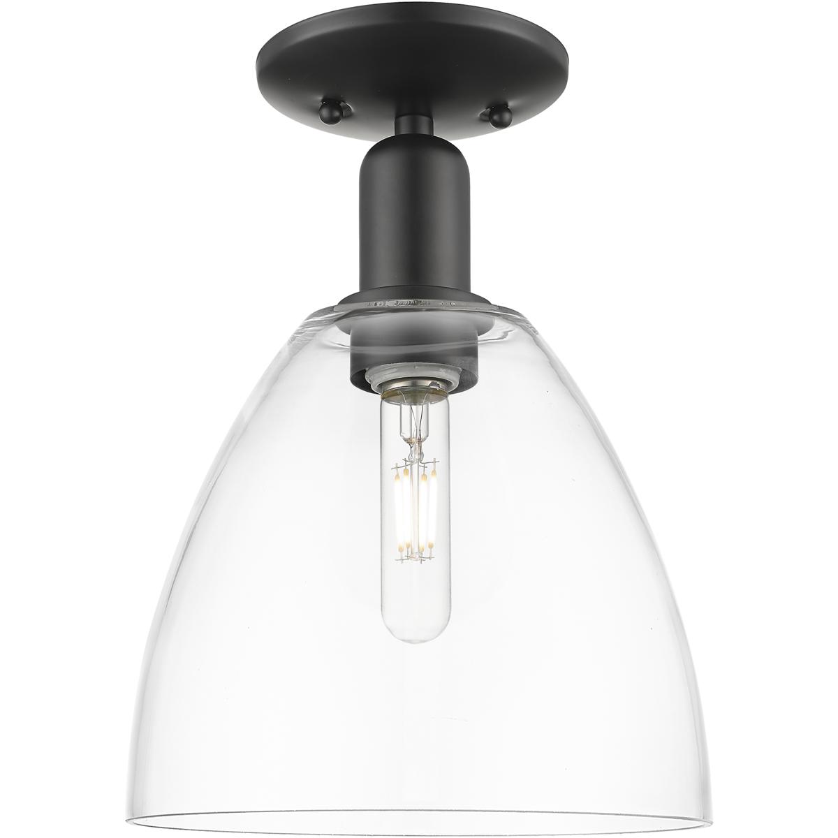 Innovations Lighting 716-1C-BK-GBD-92 Arcadia Bristol 1 Light 9 inch Matte Black Semi-Flush Mount Ceiling Light in Clear