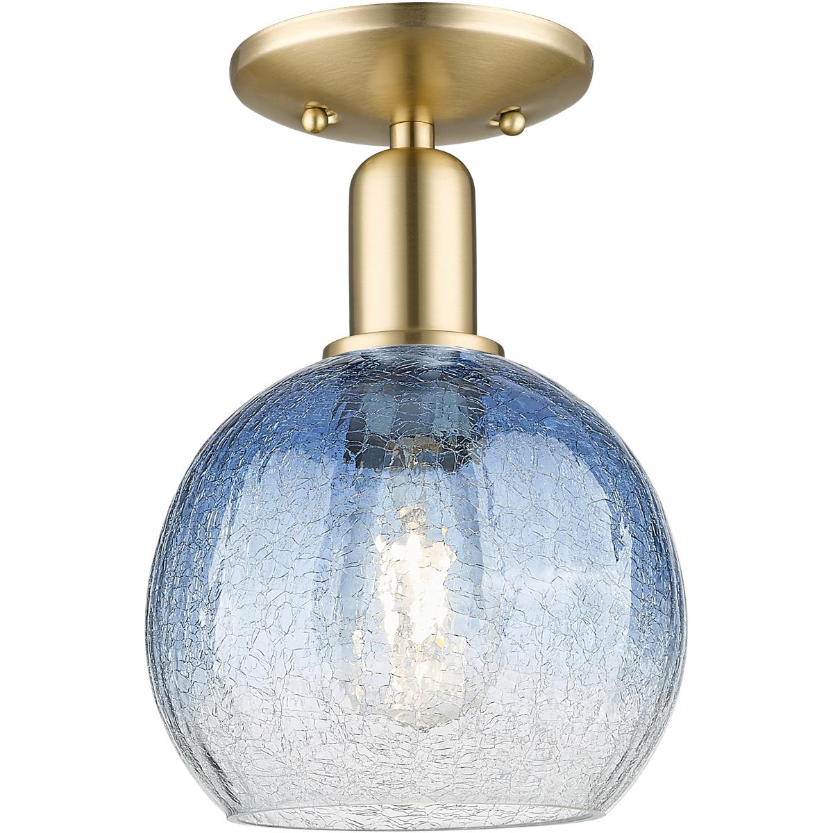 Innovations Lighting 716-1C-CB-G483-8SB Downtown Urban Brookhaven Globe 1 Light 7.88 inch Champagne Bronze Semi-Flush Mount Ceiling Light in Sapphire 