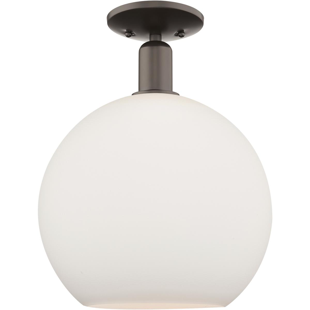 Innovations Lighting 716-1C-OB-G121-12 Arcadia Athens 1 Light 11.75 inch Oil Rubbed Bronze Semi-Flush Mount Ceiling Light in Matte White