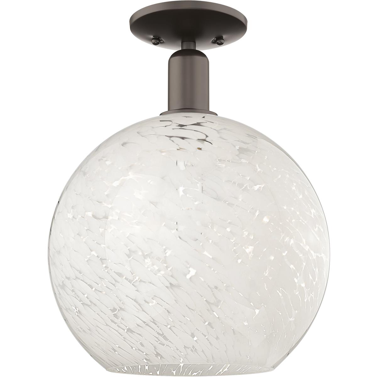 Innovations Lighting 716-1C-OB-G1216-12WM Arcadia White Mouchette 1 Light 12 inch Oil Rubbed Bronze Semi-Flush Mount Ceiling Light