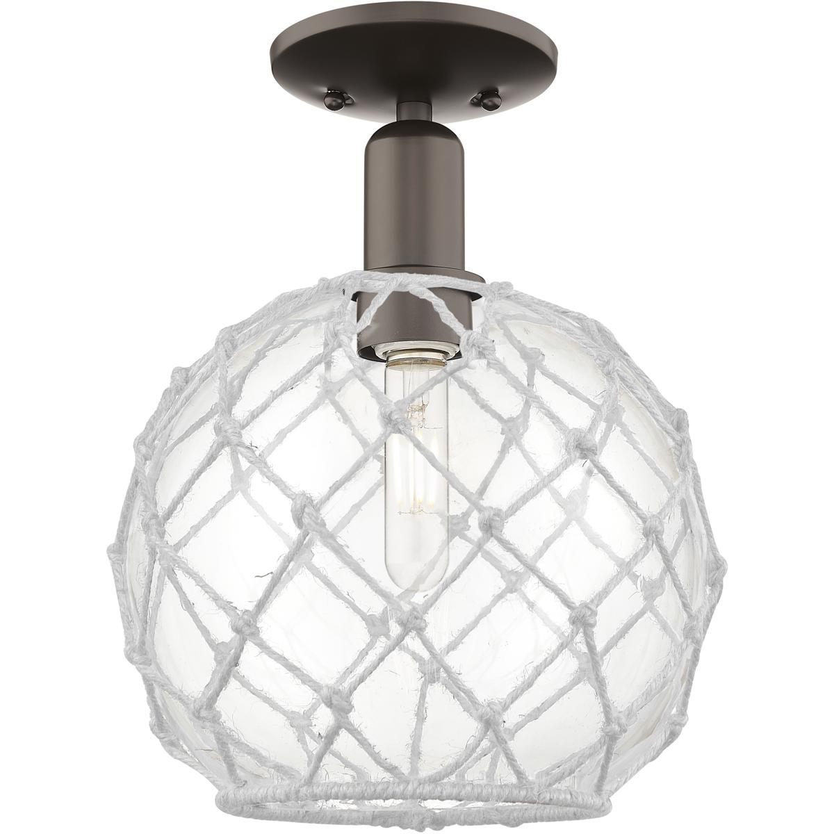 Innovations Lighting 716-1C-OB-G122-10RW Arcadia Farmhouse Rope 1 Light 10 inch Oil Rubbed Bronze Semi-Flush Mount Ceiling Light in Clear Glass with W