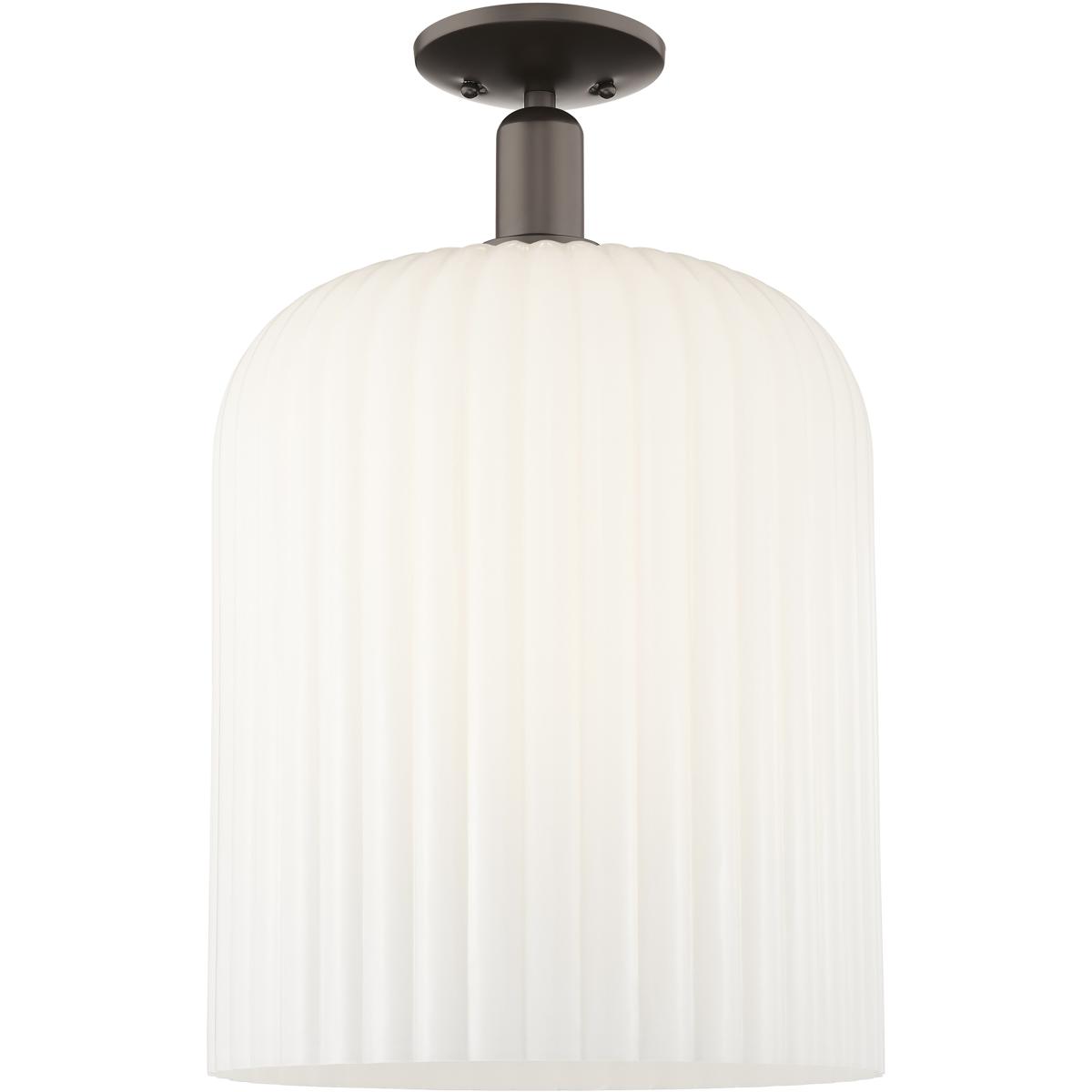 Innovations Lighting 716-1C-OB-G559-12GWH Bridal Veil 1 Light 12 inch Oil Rubbed Bronze Semi-Flush Mount Ceiling Light in Gloss White Glass