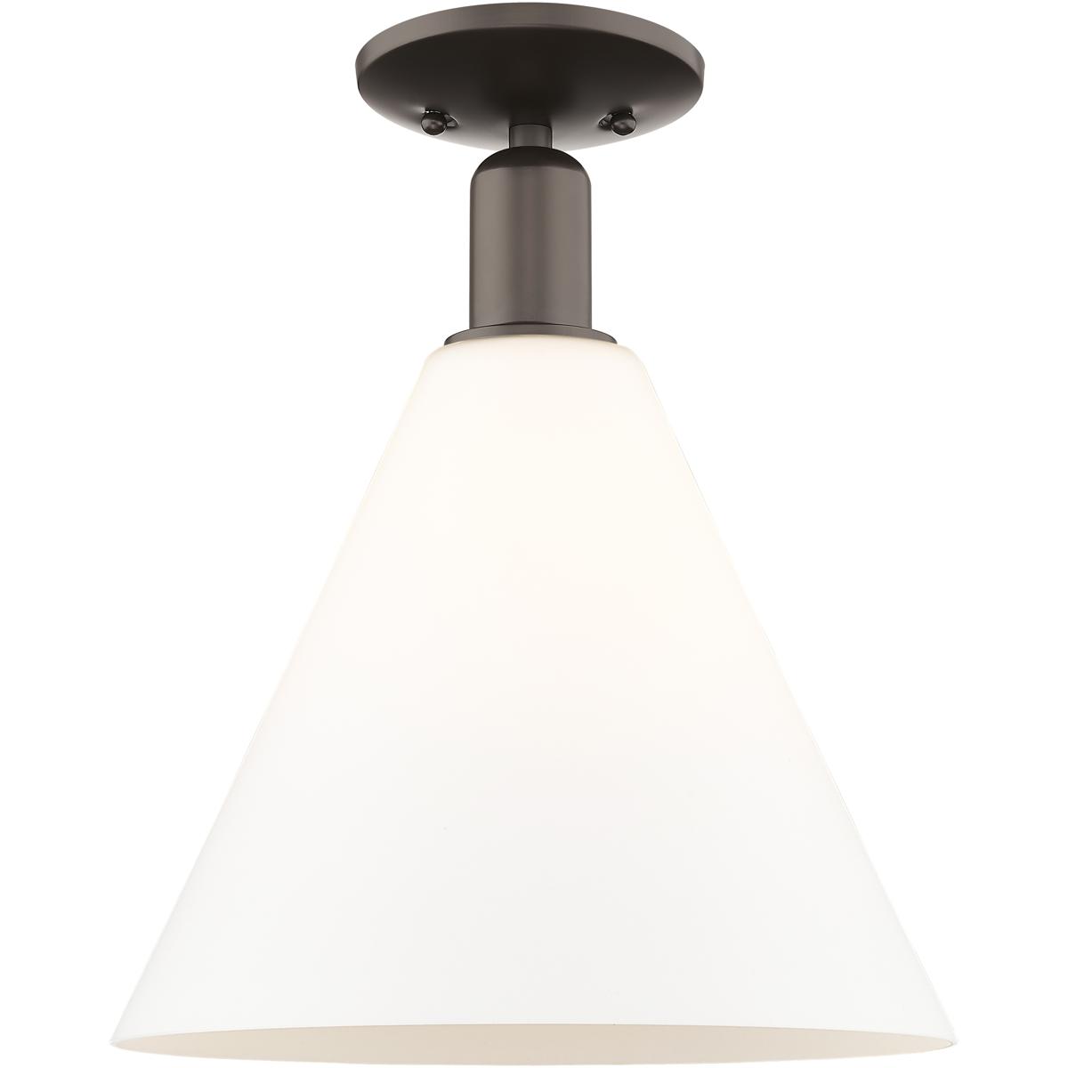 Innovations Lighting 716-1C-OB-GBC-121 Arcadia Berkshire Glass 1 Light 12 inch Oil Rubbed Bronze Semi-Flush Mount Ceiling Light in Matte White