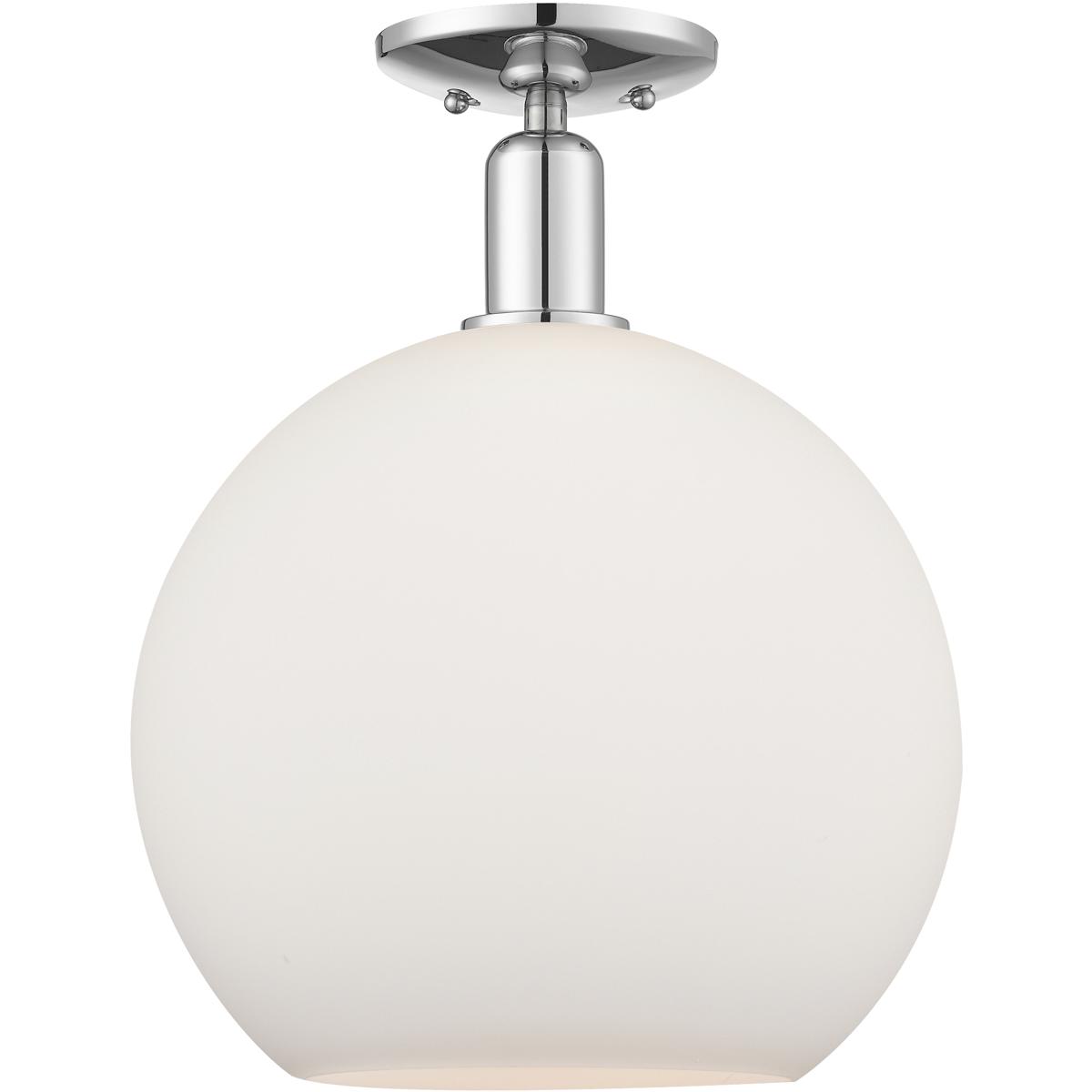 Innovations Lighting 716-1C-PC-G121-12 Arcadia Athens 1 Light 11.75 inch Polished Chrome Semi-Flush Mount Ceiling Light in Matte White