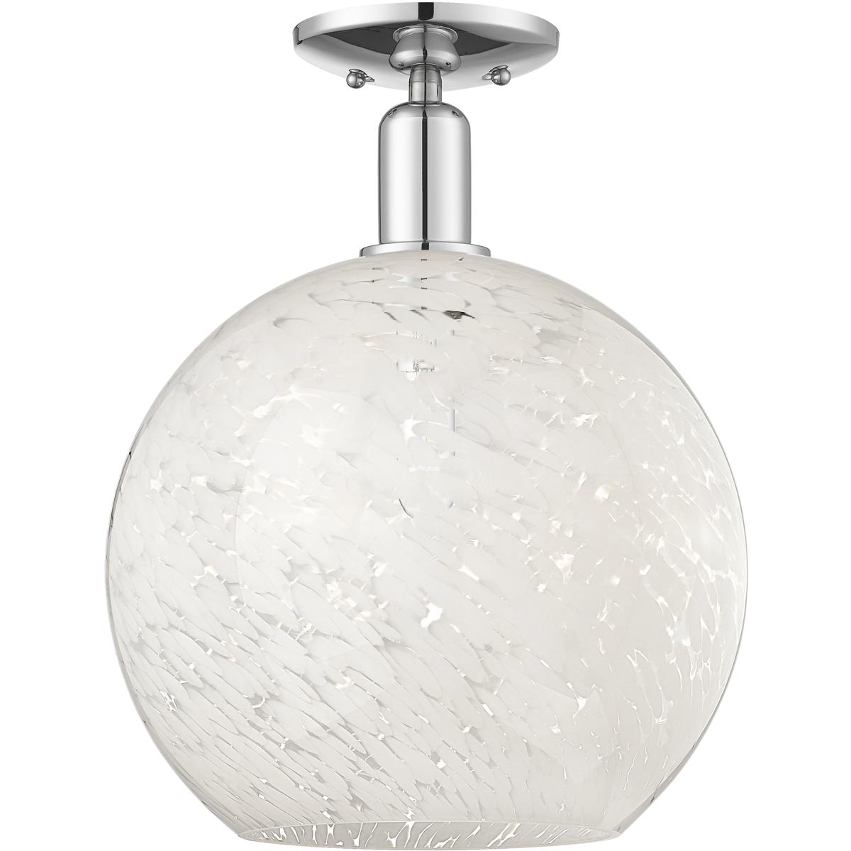Innovations Lighting 716-1C-PC-G1216-12WM Arcadia White Mouchette 1 Light 12 inch Polished Chrome Semi-Flush Mount Ceiling Light