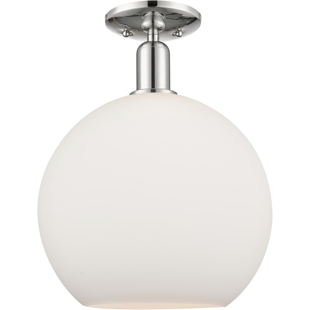 Innovations Lighting 716-1C-PN-G121-12 Arcadia Athens 1 Light 11.75 inch Polished Nickel Semi-Flush Mount Ceiling Light in Matte White
