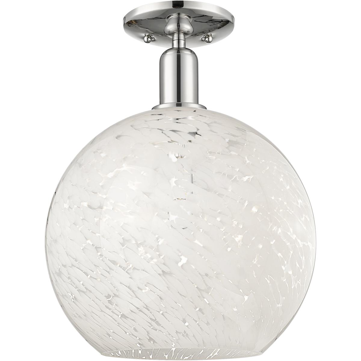 Innovations Lighting 716-1C-PN-G1216-12WM Arcadia White Mouchette 1 Light 12 inch Polished Nickel Semi-Flush Mount Ceiling Light