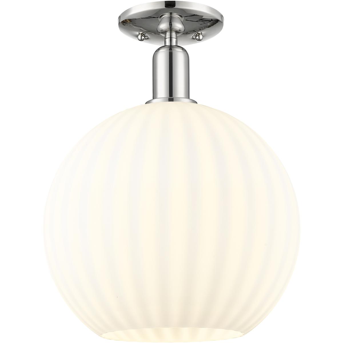 Innovations Lighting 716-1C-PN-G1217-12WV Arcadia White Venetian 1 Light 12 inch Polished Nickel Semi-Flush Mount Ceiling Light