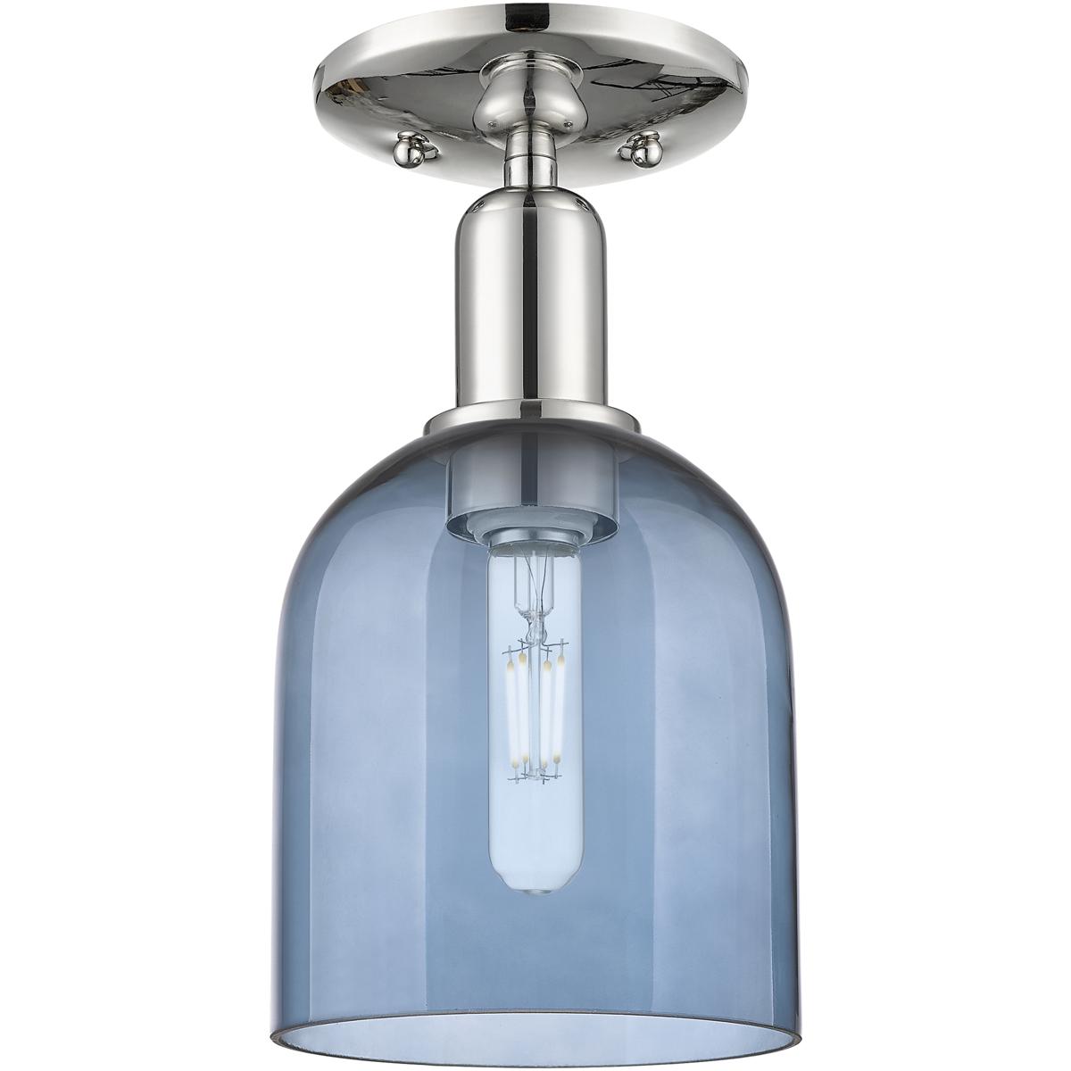 Innovations Lighting 716-1C-PN-G558-6BL Arcadia Bella 1 Light 5.5 inch Polished Nickel Semi-Flush Mount Ceiling Light in Blue