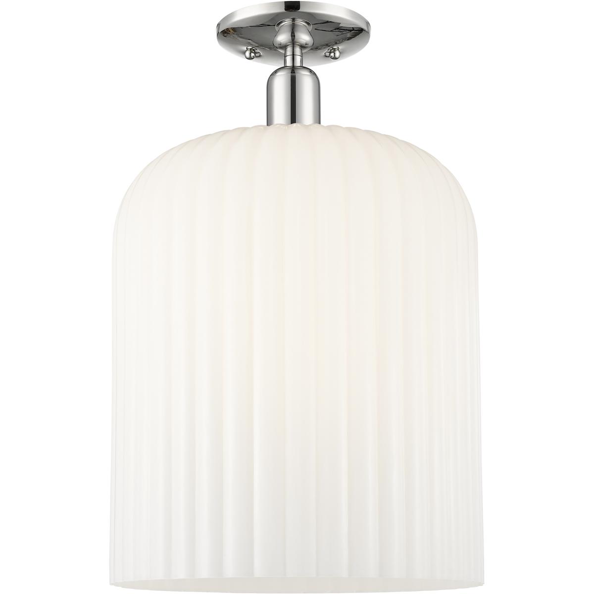 Innovations Lighting 716-1C-PN-G559-12GWH Bridal Veil 1 Light 12 inch Polished Nickel Semi-Flush Mount Ceiling Light in Gloss White Glass